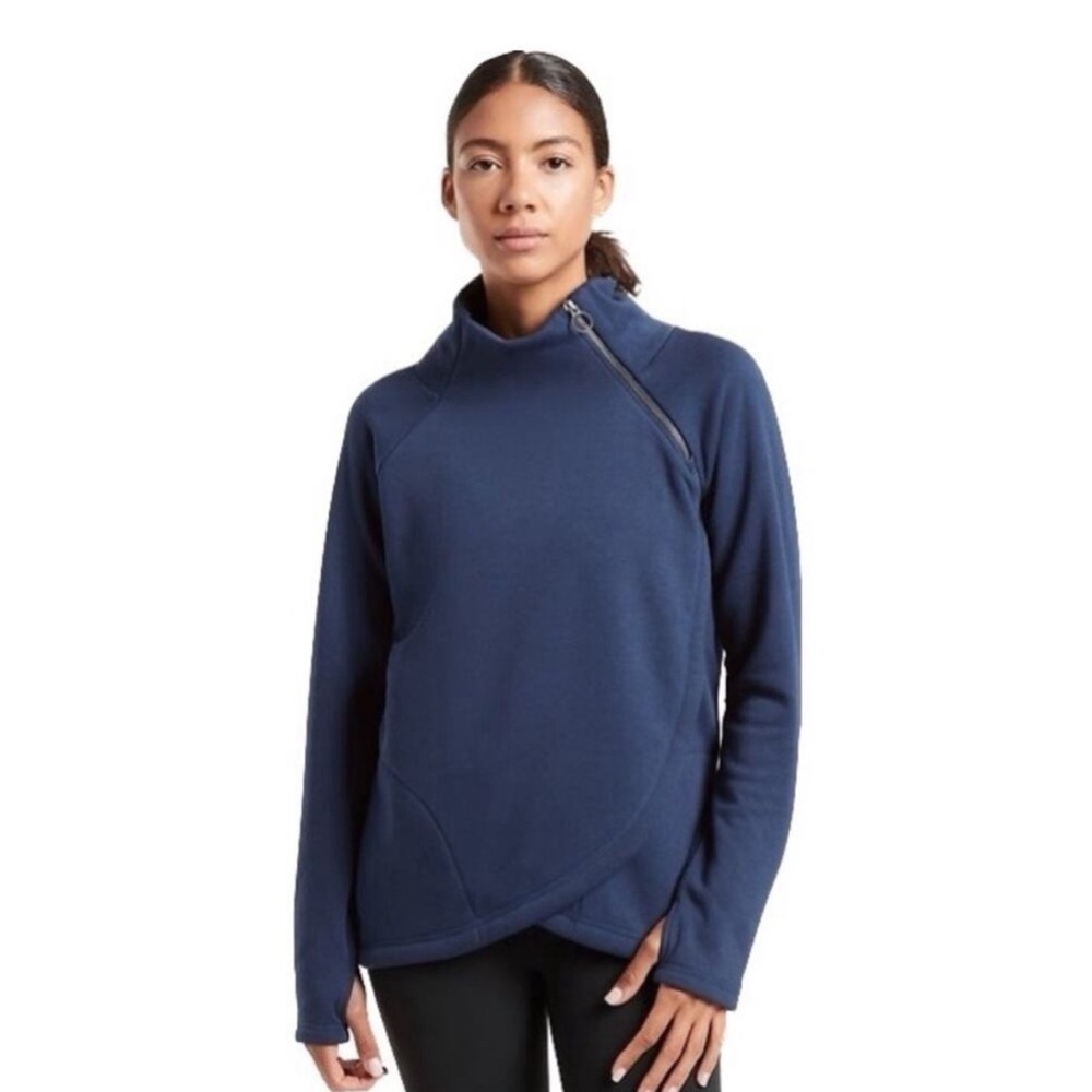 Athleta Cozy Asym Pullover Blue size M